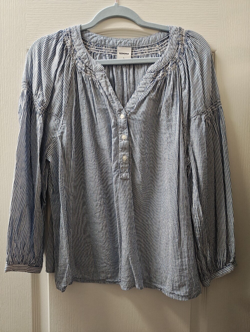 Sonoma Navy and White Striped Peasant Tunic